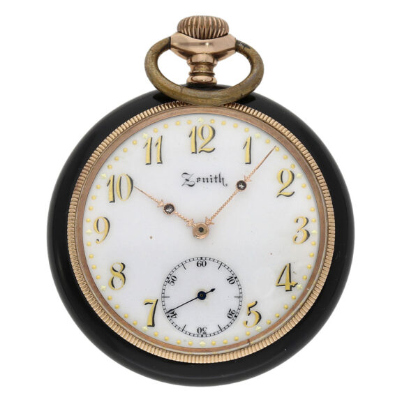 Rare Swiss onyx open faced lever pocket watch Circa 1920