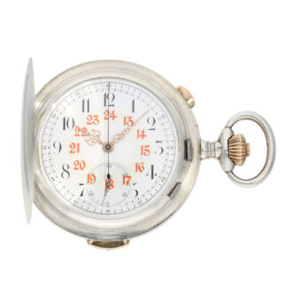 Swiss silver hunting cased repeating lever chronograph Circa 1900