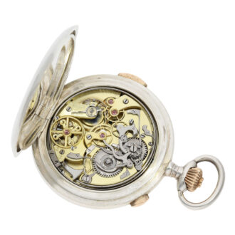 Swiss silver hunting cased repeating lever chronograph Circa 1900