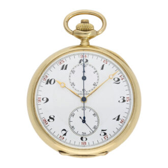 Swiss 18K gold open faced lever chronograph Circa 1925