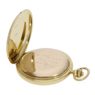 Swiss 18K gold open faced lever chronograph Circa 1925