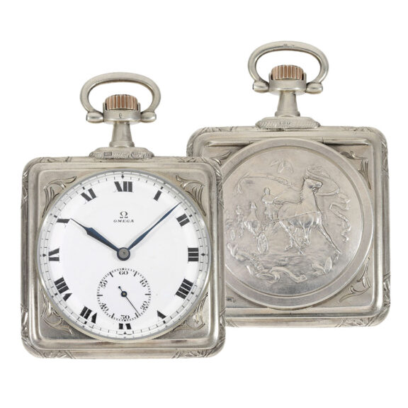 Swiss silver square Art Nouveau lever pocket watch Circa 1900