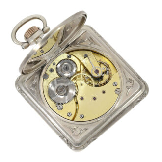 Swiss silver square Art Nouveau lever pocket watch Circa 1900