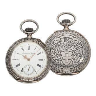 Large Swiss silver open faced lever marksman's watch Circa 1890 Large Swiss silver open faced lever marksman's watch Circa 1890