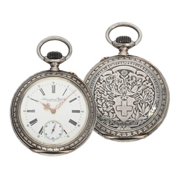 Large Swiss silver open faced lever marksman's watch Circa 1890 Large Swiss silver open faced lever marksman's watch Circa 1890