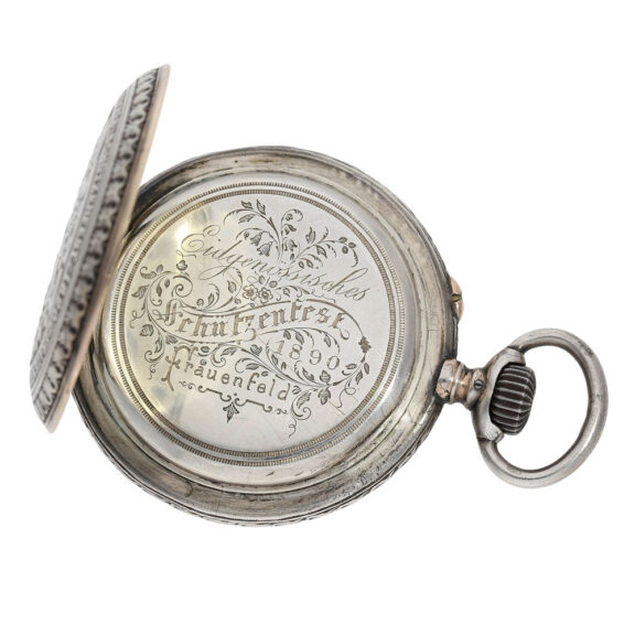Large Swiss silver open faced lever marksman's watch Circa 1890 Large Swiss silver open faced lever marksman's watch Circa 1890