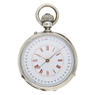 Swiss silver and gold open faced chronograph Circa 1870 Swiss silver and gold open faced chronograph Circa 1870