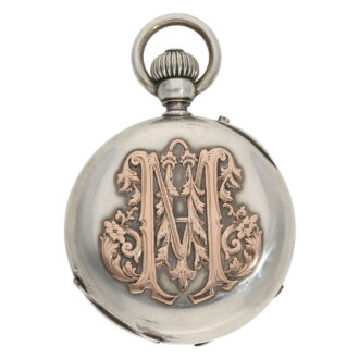 Swiss silver and gold open faced chronograph Circa 1870 Swiss silver and gold open faced chronograph Circa 1870