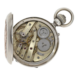 Swiss silver and gold open faced chronograph Circa 1870 Swiss silver and gold open faced chronograph Circa 1870