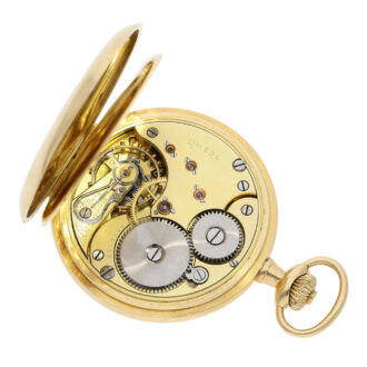 Swiss 18K gold hunting cased lever pocket watch Circa 1912 Swiss 18K gold hunting cased lever pocket watch Circa 1912
