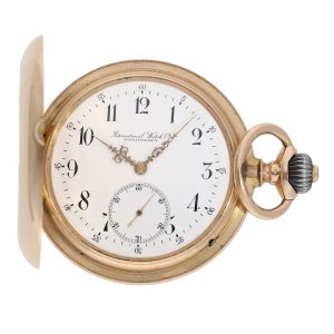 Early Swiss 14K rose gold hunting cased lever watch Circa 1895