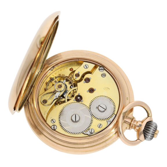Early Swiss 14K rose gold hunting cased lever watch Circa 1895 Early Swiss 14K rose gold hunting cased lever watch Circa 1895