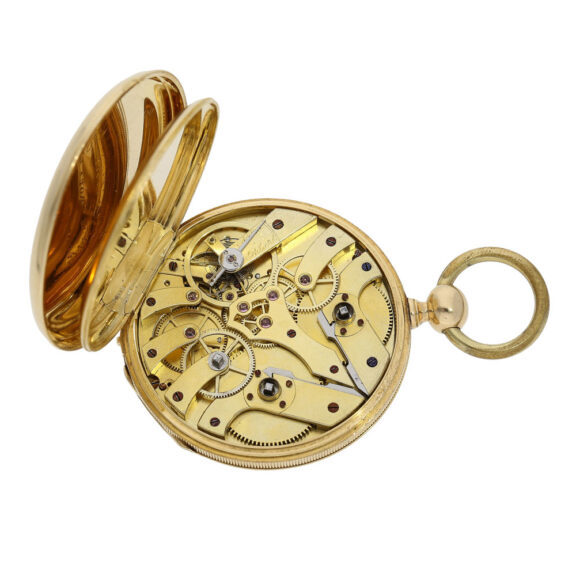 Italian 18K gold seconde morte cylinder watch Circa 1860 Italian 18K gold seconde morte cylinder watch Circa 1860