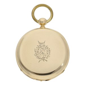 Italian 18K gold seconde morte cylinder watch Circa 1860