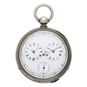Swiss silver dual time zone centre seconds lever Circa 1860