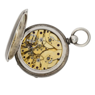 Swiss silver dual time zone centre seconds lever Circa 1860