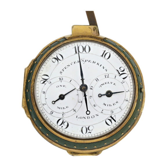 Very early and rare English gilt and leather pedometer Circa 1780