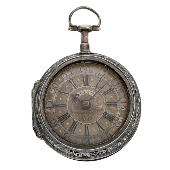 German silver pair cased repoussé verge watch Circa 1735 German silver pair cased repoussé verge watch Circa 1735