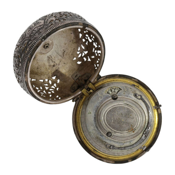 German silver pair cased repoussé verge watch Circa 1735 German silver pair cased repoussé verge watch Circa 1735