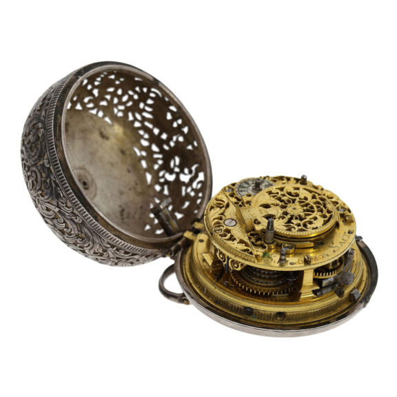 German silver pair cased repoussé verge watch Circa 1735 German silver pair cased repoussé verge watch Circa 1735