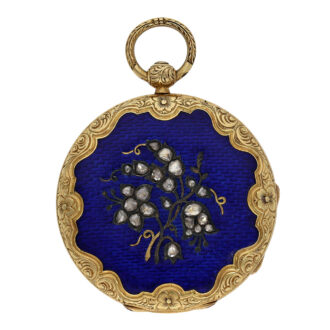 French gold, enamel and diamond-set Lépine pendant watch Circa 1840 French gold, enamel and diamond-set Lépine pendant watch Circa 1840