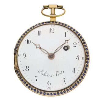 Large French 18K gold and enamel open faced verge watch Circa 1795