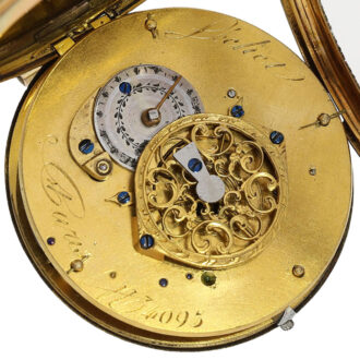 Large French 18K gold and enamel open faced verge watch Circa 1795