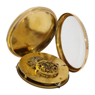 Large French 18K gold and enamel open faced verge watch Circa 1795