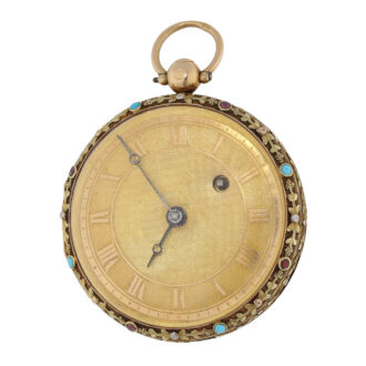 Swiss multicolour gold, turquoise and garnet-set verge watch Circa 1820