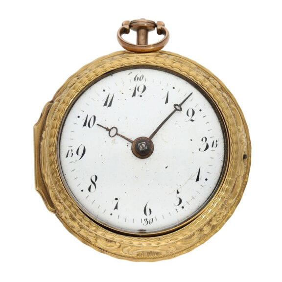 Early English gold pair cased repoussé verge watch Circa 1760 Early English gold pair cased repoussé verge watch Circa 1760