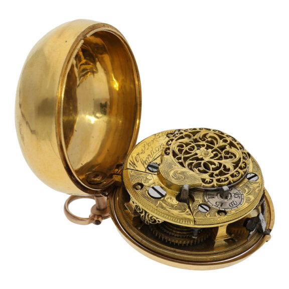 Early English gold pair cased repoussé verge watch Circa 1760 Early English gold pair cased repoussé verge watch Circa 1760