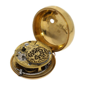 Early English gold pair cased repoussé verge watch Circa 1760 Early English gold pair cased repoussé verge watch Circa 1760