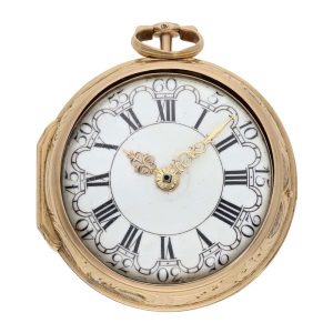 Early English gold triple cased repoussé verge watch Circa 1770