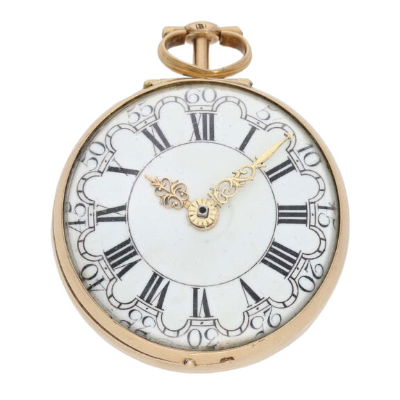 Early English gold triple cased repoussé verge watch Circa 1770 Early English gold triple cased repoussé verge watch Circa 1770