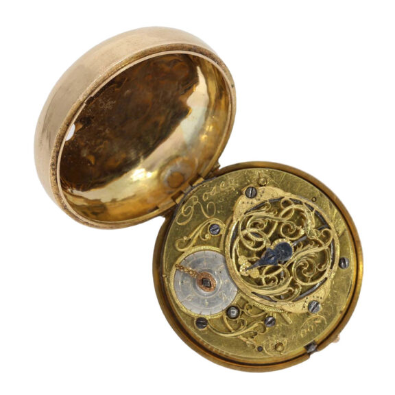 Early English gold triple cased repoussé verge watch Circa 1770 Early English gold triple cased repoussé verge watch Circa 1770