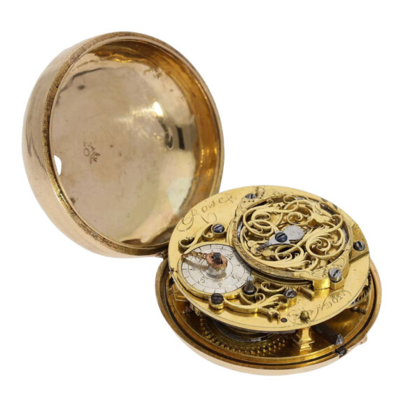 Early English gold triple cased repoussé verge watch Circa 1770 Early English gold triple cased repoussé verge watch Circa 1770