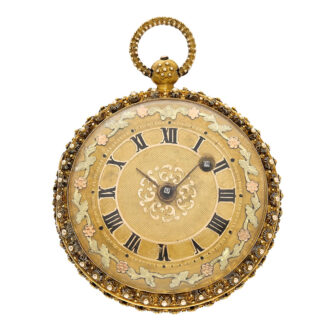 Swiss 18K gold verge watch with rare decoration Circa 1830 Swiss 18K gold verge watch with rare decoration Circa 1830