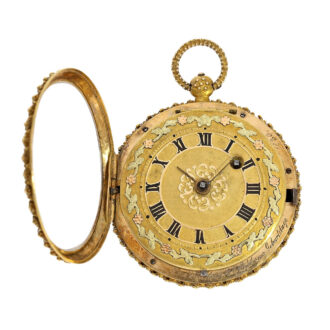 Swiss 18K gold verge watch with rare decoration Circa 1830 Swiss 18K gold verge watch with rare decoration Circa 1830