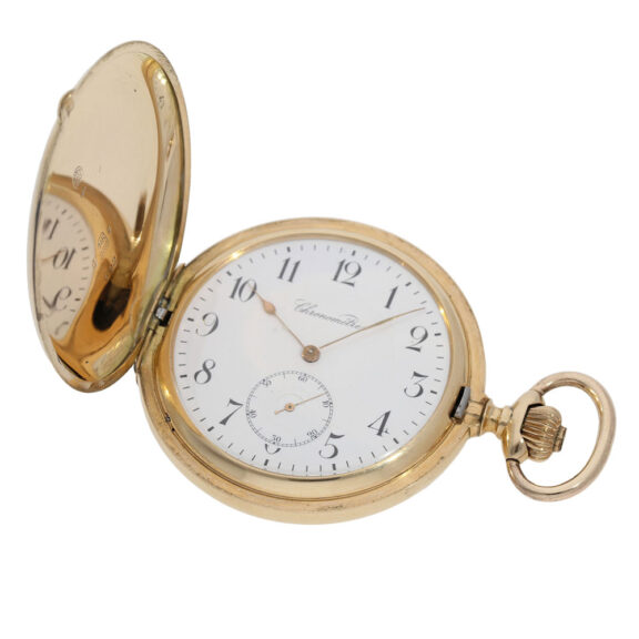 Heavy Swiss 14 carat gold pocket chronometer Circa 1900 Heavy Swiss 14 carat gold pocket chronometer Circa 1900