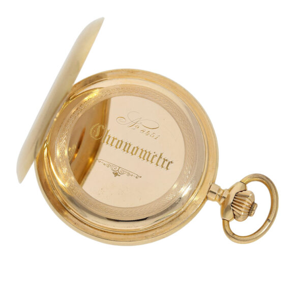 Swiss 18 carat gold hunting cased chronometer Circa 1890 Swiss 18 carat gold hunting cased chronometer Circa 1890