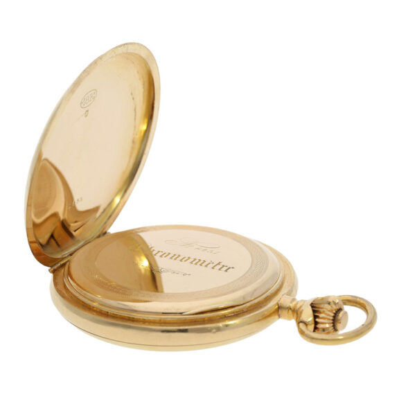 Swiss 18 carat gold hunting cased chronometer Circa 1890 Swiss 18 carat gold hunting cased chronometer Circa 1890