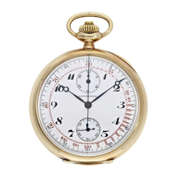 Fine Swiss 14K gold open faced chronograph watch Circa 1925