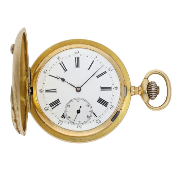 Swiss 18K gold Art Nouveau lever pocket watch Circa 1890 Swiss 18K gold Art Nouveau lever pocket watch Circa 1890