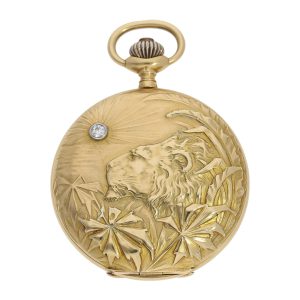 Swiss 18K gold Art Nouveau lever pocket watch Circa 1890