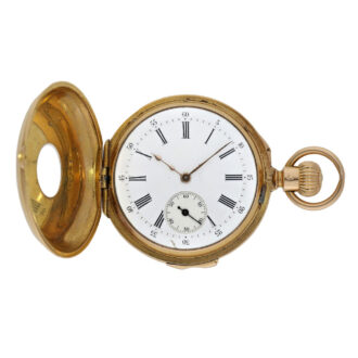 Swiss gold half hunting cased quarter repeating watch Circa 1880