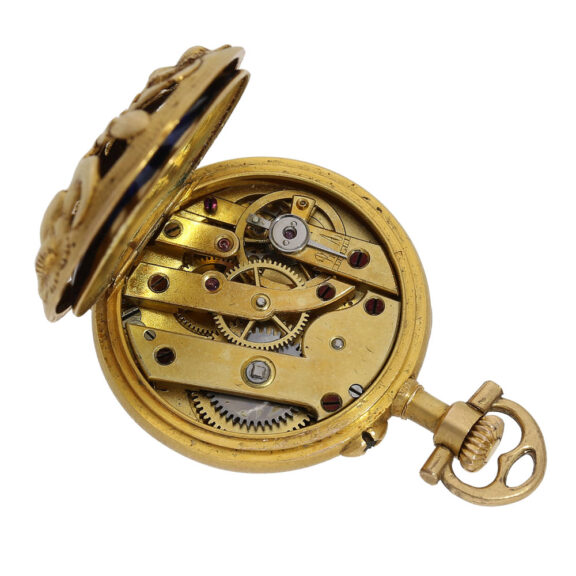 Swiss gold and enamel Art Nouveau cylinder with brooch Circa 1900 Swiss gold and enamel Art Nouveau cylinder with brooch Circa 1900