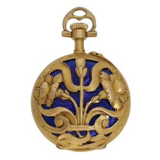 Swiss gold and enamel Art Nouveau cylinder with brooch Circa 1900 Swiss gold and enamel Art Nouveau cylinder with brooch Circa 1900