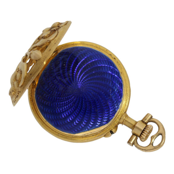 Swiss gold and enamel Art Nouveau cylinder with brooch Circa 1900 Swiss gold and enamel Art Nouveau cylinder with brooch Circa 1900