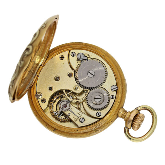 Swiss 18K gold Art Nouveau lever pendant watch Circa 1900 Swiss 18K gold Art Nouveau lever pendant watch Circa 1900