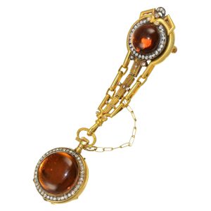 French gold pendant watch with chatelaine Circa 1880-1890